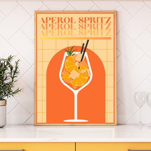 Aperol Spritz Art | Koktajl, Alkohol, Plakat Cyfrowe pobieranie Sztuka ścienna Wystrój domu