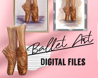 Ballet Art PNG, JPG, digital, instant download, ballerina, watercolor ballet print, dance teacher, studio art, clipart, digital file, pointe