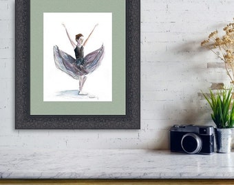 Ballerina Print, Dancer Art, Dance Print, Watercolor Painting, Wall Art, Ballet Gift,