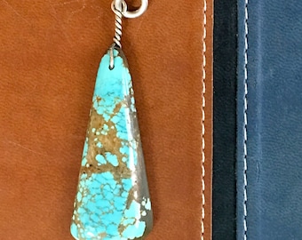 Turquoise Long Triangle Pendant / Turquoise Dangle Pendant for Necklace / Handmade Custom Turquoise Pendant