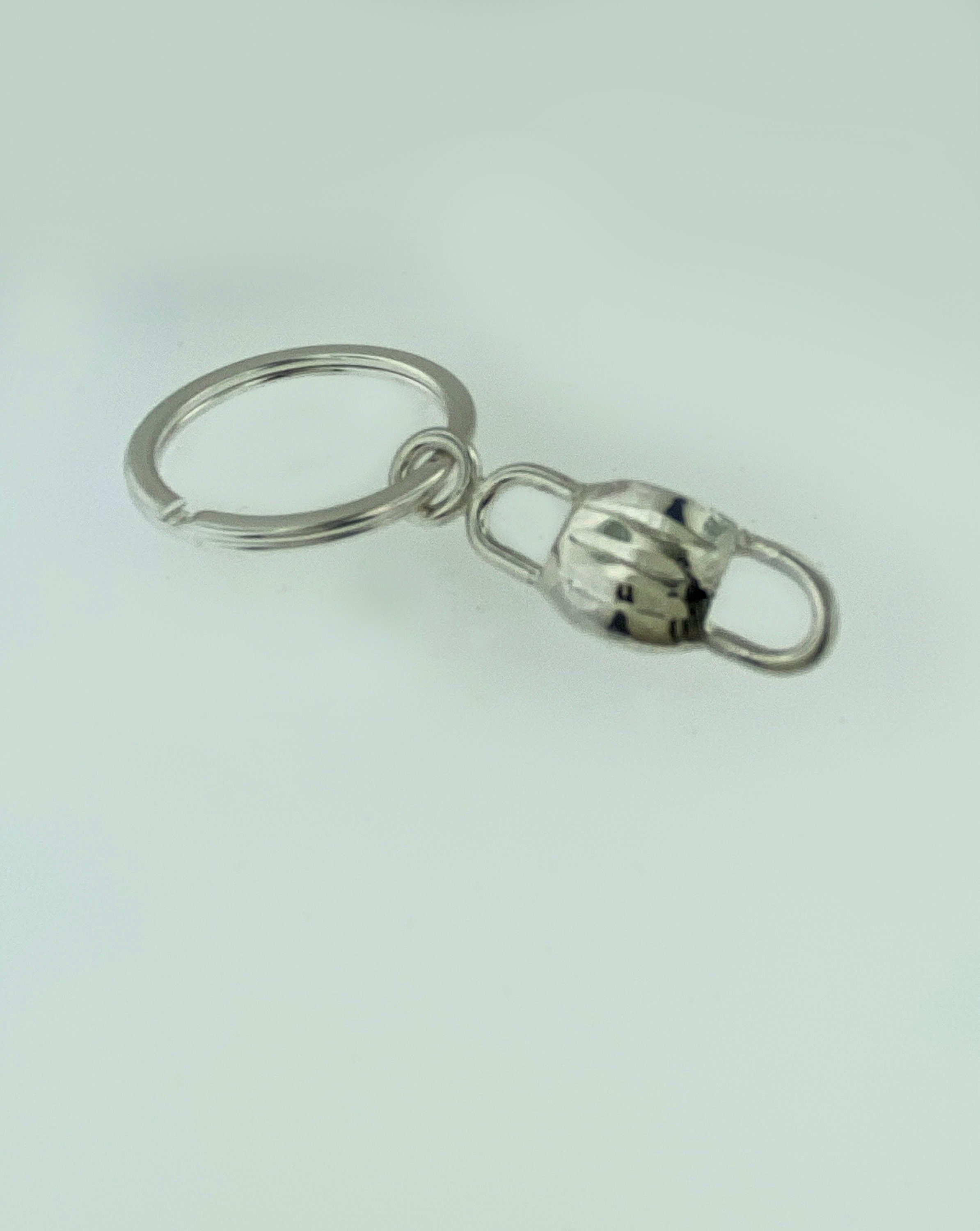 Medical Face Mask Split Ring Keychain / Sterling Silver Keychain
