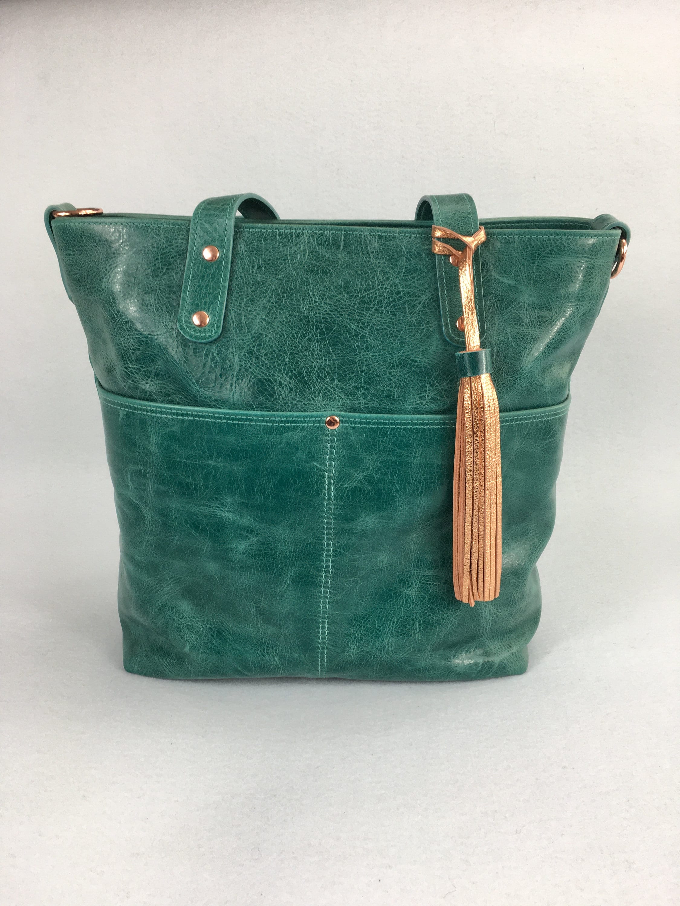 teal tote purse