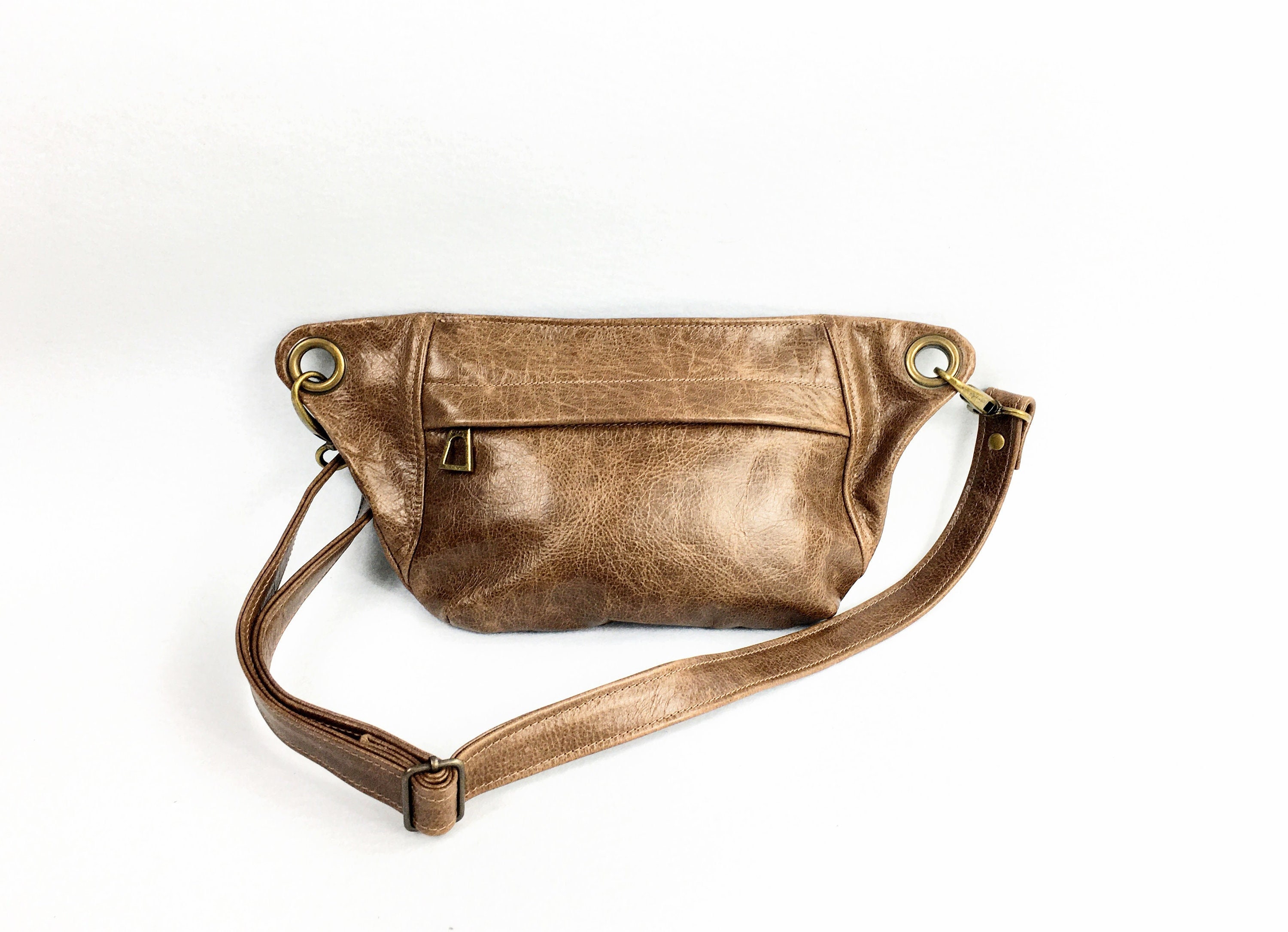 brown leather fanny pack