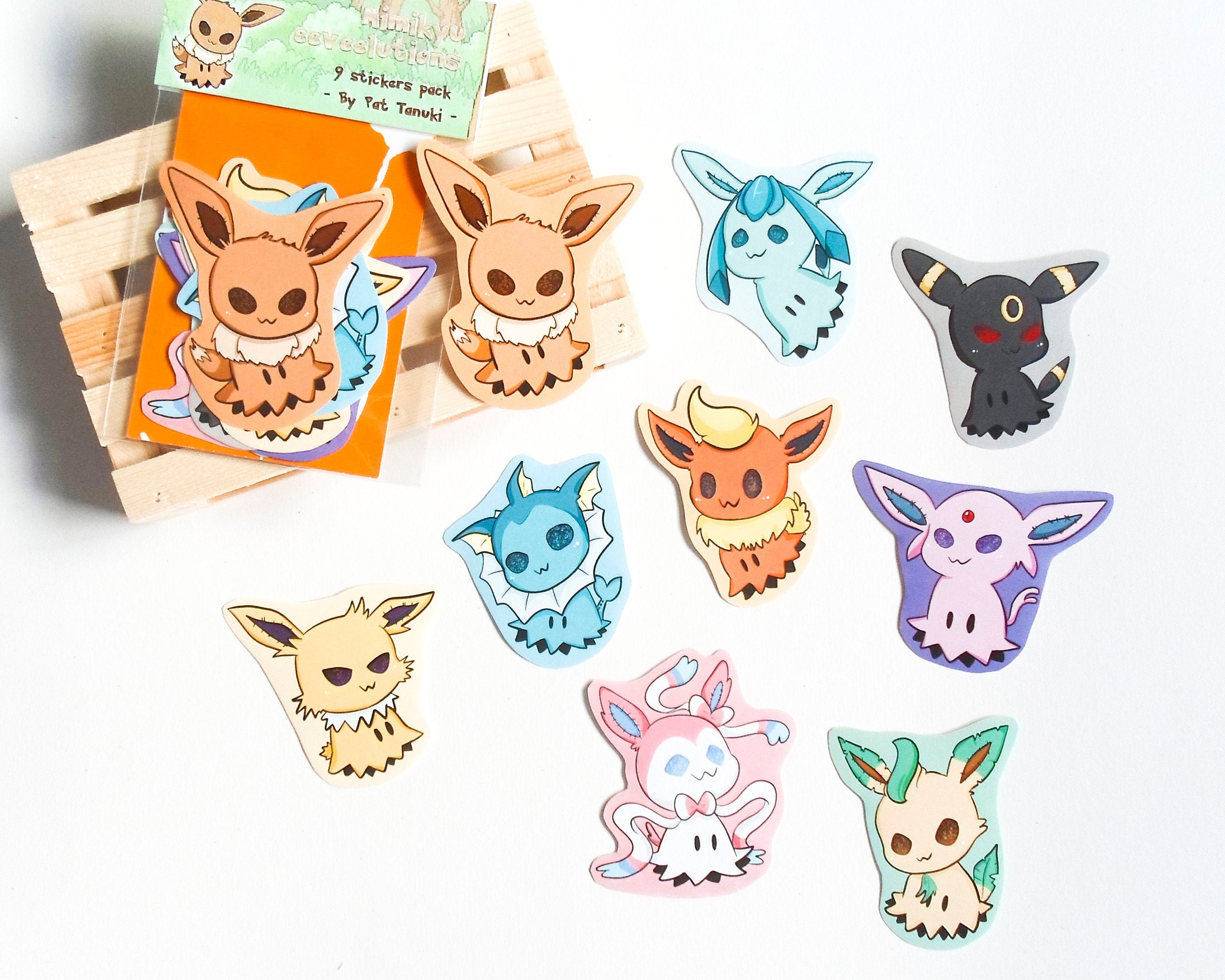 Cute Eeveelution Sticker Set Eevee Flareon Jolteon 