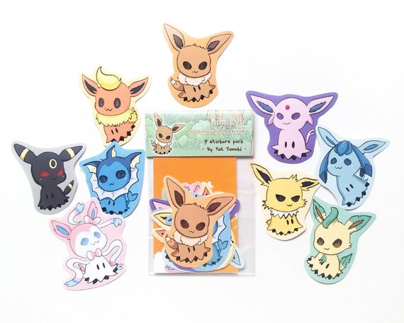 Stickers Cute and Kawaii Eeveelution Pokemon Stickers Eevee 