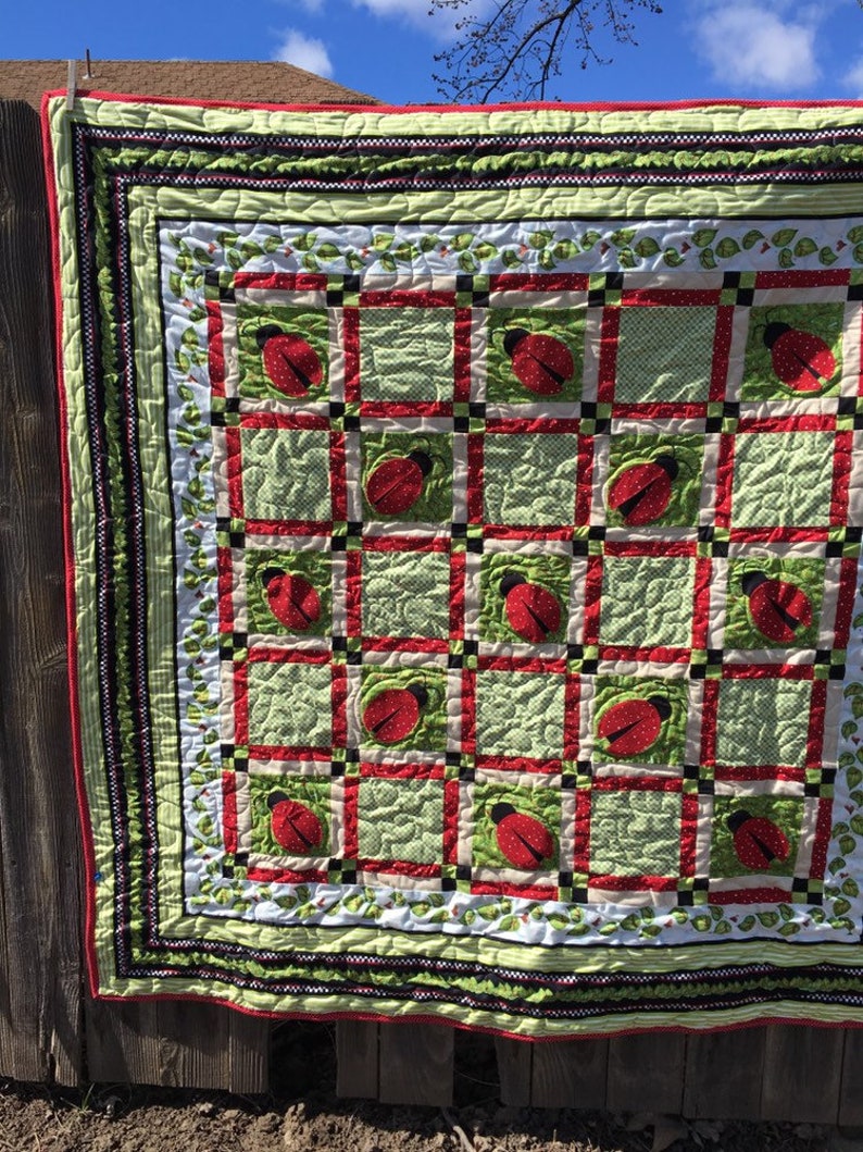 Ladybug Fly Away Home quilt Baby Blanket Throw