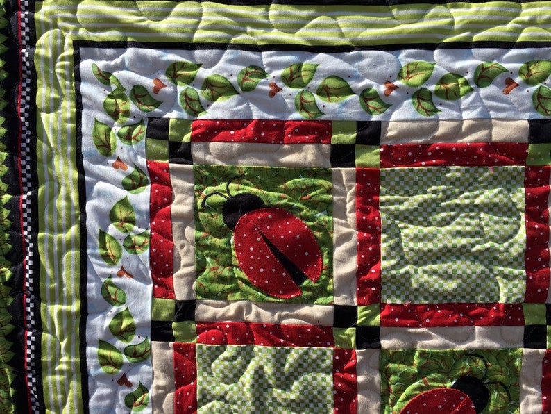 Ladybug Fly Away Home quilt Baby Blanket Throw