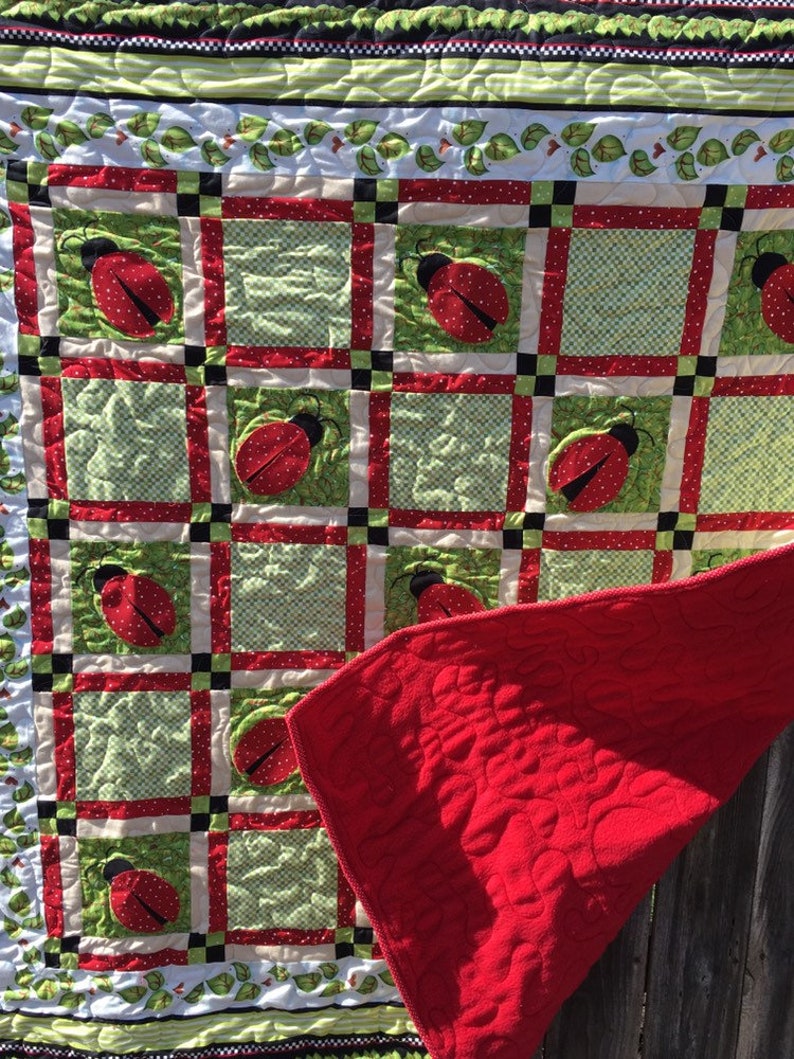 Ladybug Fly Away Home quilt Baby Blanket Throw