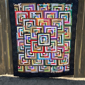 Scrappy Half Log Cabin Quilt - Etsy