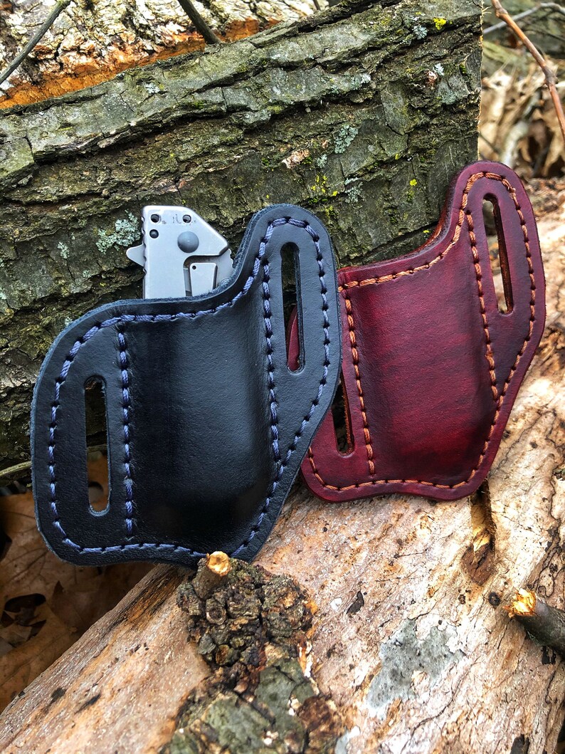 Leather Knife Holster Angled Knife Holster Left Dead Leather Etsy