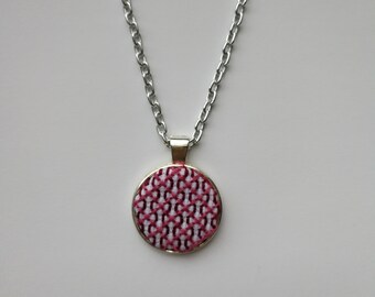 PRICE REDUCED, Cross stitch necklace, handmade jewellery, wearable embroidery