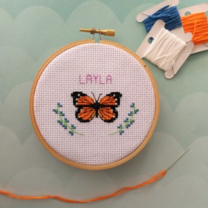 Pretty Butterfly cross stitch pattern, personalisable, instant PDF download, pattern only