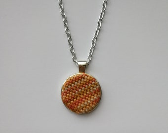 PRICE REDUCED, Cross stitch necklace, handmade jewellery, wearable embroidery