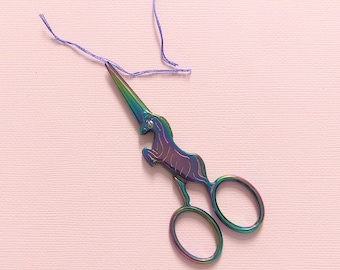 Embroidery scissors, unicorn embroidery scissors, unicorn gifts, unicorn scissors, rainbow scissors, cute craft supplies, mini scissors