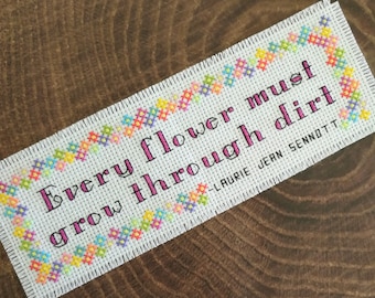 Cross stitch bookmark pattern, instant PDF download, floral cross stitch pattern, mothers day cross stitch, garden cross stitch