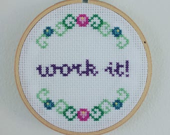 work it! Cross stitch pattern, instant download PDF pattern, modern cross stitch