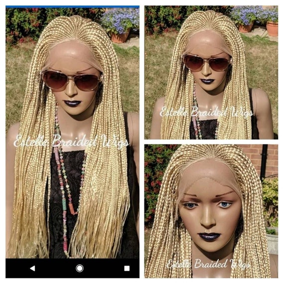 Braided Lace Wig Blonde Front Lace Wig Box Braids Wig Etsy