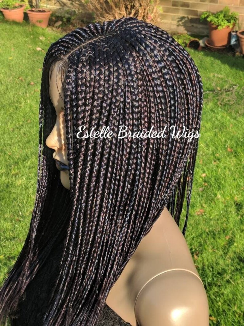 Braided Wig Box Braids Lace Front Closure 20 Armpit Etsy