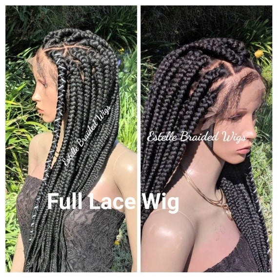 Full Lace Braided Wig Bleached Knots Triangle Partings Etsy
