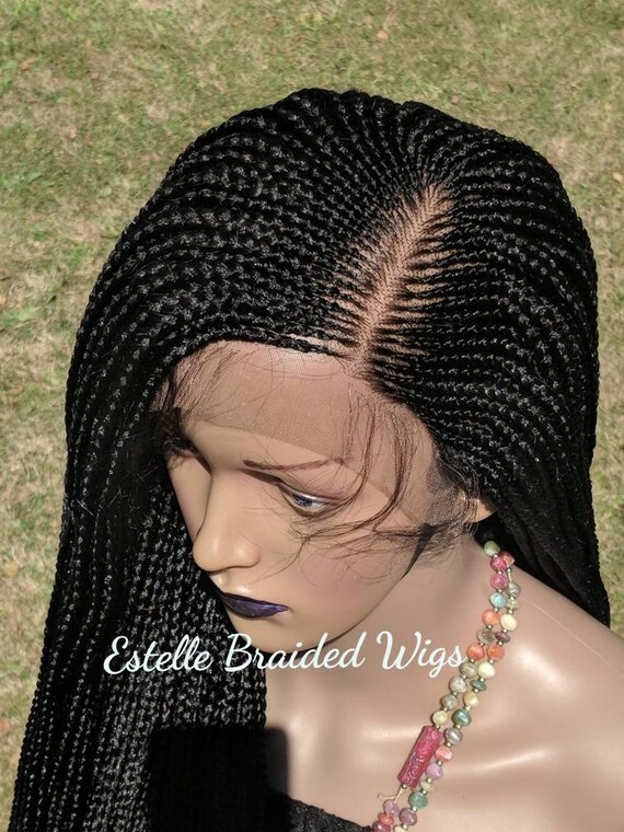Geflochtene Perucke Seitenteil Cornrow Zopfe Ghana Zu Weben Afrikanische Zopfe Frontalen Lace Perucke