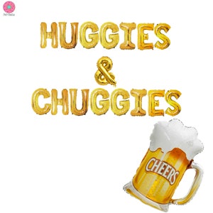 Huggies & Chuggies banner 16 inches | Pregger Kegger Beer Theme Baby Shower Diapers and Brew Baby Brewing