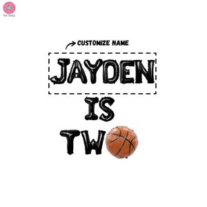 Basketball two Custom Banner 16 inches | Basketball 2nd Birthday Theme Party Baby 2nd Birthday NBA Sports Theme Party