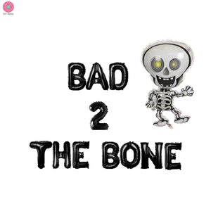 Bad 2 The Bone banner 16 inches |Rock n Roll 2nd birthday Party Second Birthday Music Theme 90s Birthday