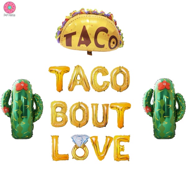 Bannière Taco Bout Love 16 pouces | Fiesta Bach Party Fiesta Taco Soirée à thème Cinco De Mayo Cactus Party Fête d'anniversaire
