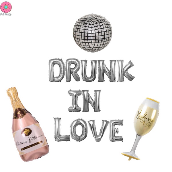 Drunk In Love banner 16 inches non-floating | Disco Theme 90s Bach Party Vegas Bach Party decorations - Bachelorette party ideas