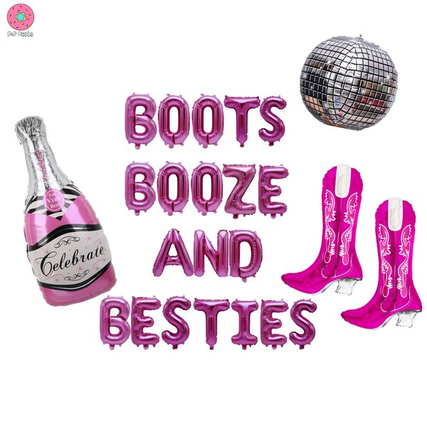 Boots Booze and Besties banner 16 inches | Howdy Cowgirl Western Theme Bach Party Bachelorette Theme Party Bridal Shower Party decor Favor