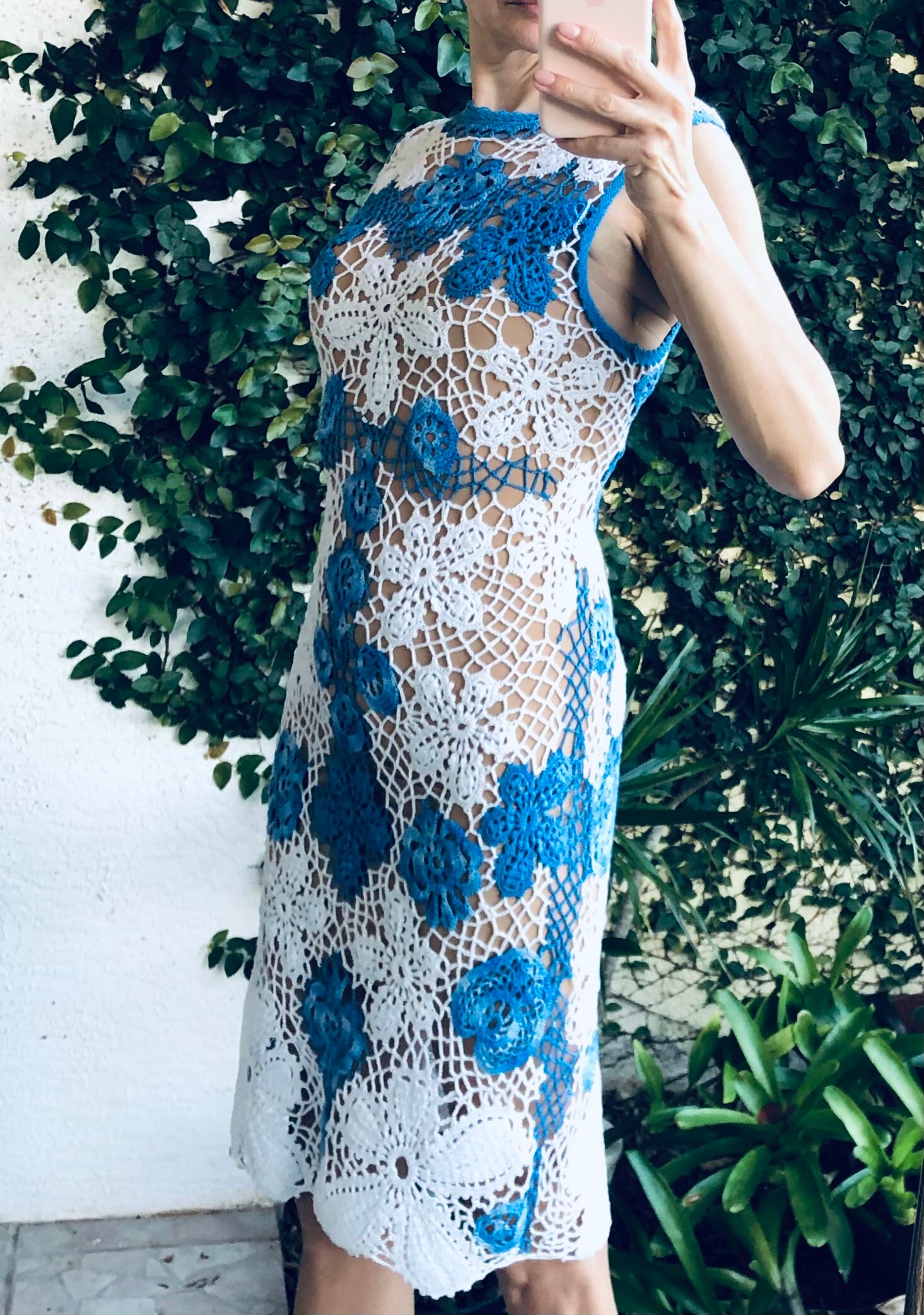 Blue lace crochet dress 2025