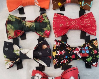 Winter Bow Ties Snowman Bows READY to SHIP Christmas Hair Bow Set Bow Tie SMALL Set of 6