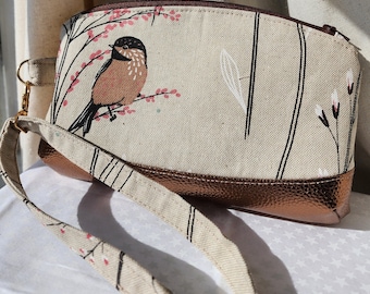 Handmade Chickadee wristlet