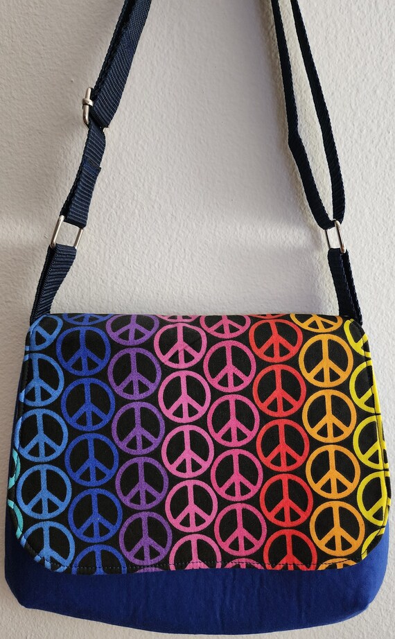 Rainbow Peace Symbol Cross Body Bag - Etsy