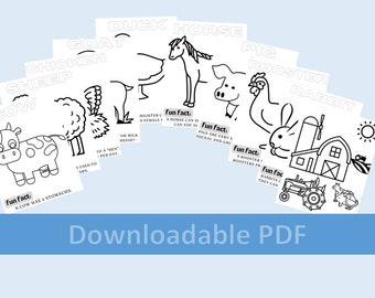 Enséñeme sobre animales de granja Páginas para colorear con datos divertidos sobre cada animal (mayores de 4 años)