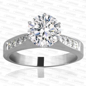 1.00 ct Round Diamond Engagement Ring & Tapered Diamond Band 0.22 ctw. LR3839