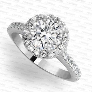 1.72 ctw Round Diamond Halo Engagement Ring. LR8208