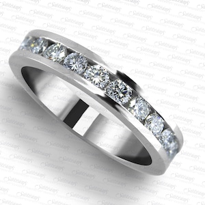 Channel Set Round Diamond Wedding Ring 0.82 ctw. LR4708