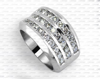 Channel Set Three Row Anniversary Ring 1.59 ctw  LR3387