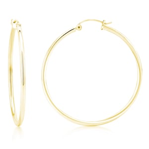 2.0mm Classic Hoop Earring with 2 Inch Diameter 14K White & Yellow Gold. HE2MM-2.0