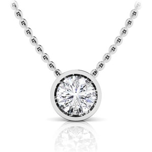 1.0 carat Round Diamond Bezel Set Solitaire Pendant PN729-1.0ct