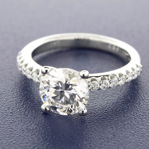 1.25 ct Round Diamond Petite Engagement Ring 0.21 ctw Side Diamonds. LR7238