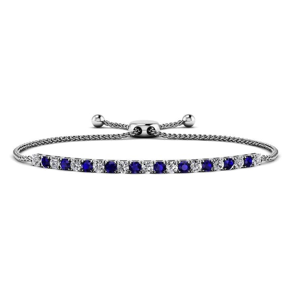 Blue Sapphire & Diamond Boho Bracelet 14k Gold