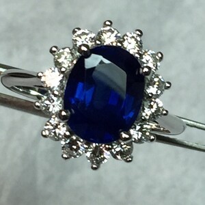2.90 ctw Oval Genuine Blue Sapphire and Diamond Halo Ring. LR8378-Sap