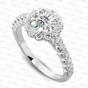 1.42 ctw Round Diamond Halo Engagement Ring. LR8357