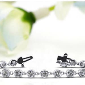 Round Diamond Bezel Bracelet 6.00 Carat 14K Gold SB772