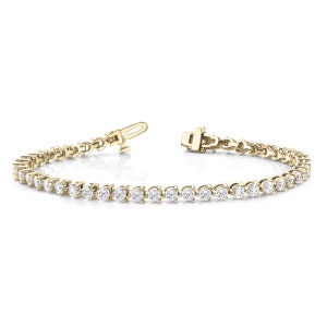 Three Prong Round Diamond Tennis Bracelet 14K Yellow Gold TB370Y