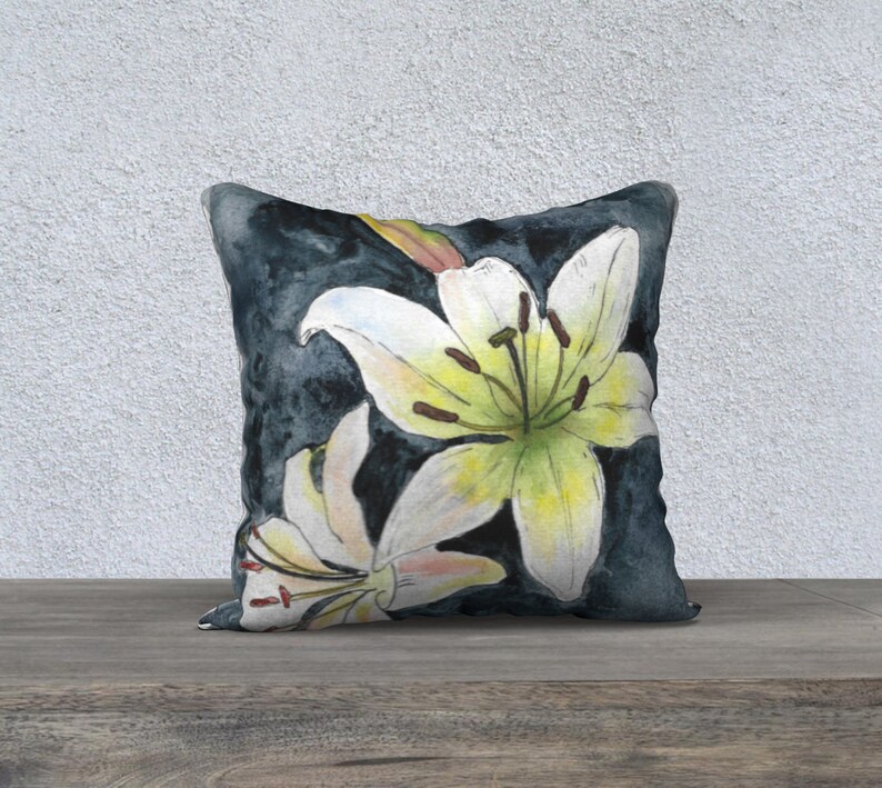 Throw Pillow Cover Lilies Flower Pillow Floral Pillow Etsy