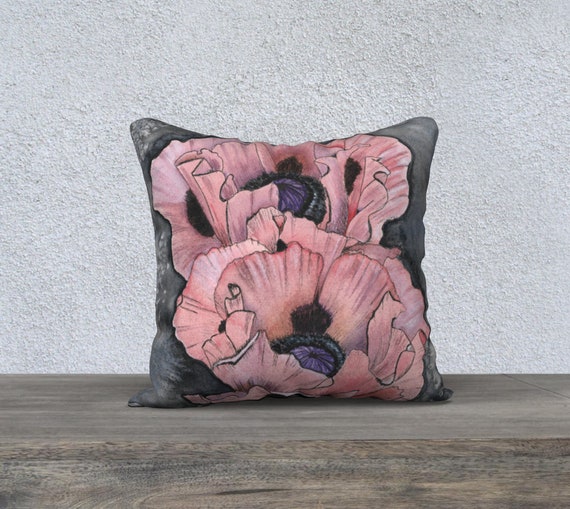 Poppies Pillow Poppy Pillow Cover Throw Pillow Flower Etsy