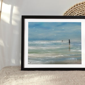 The Low Tide Waders Gallery Wall Art, Seascape Painting, Beach Art, Ocean Home Décor Prints, Handmade Artwork, Impressionism Art, Watercolor